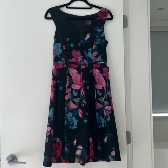 Adrianna Papell - Fit and Flare Pleated Dress - Picture 2 of 11